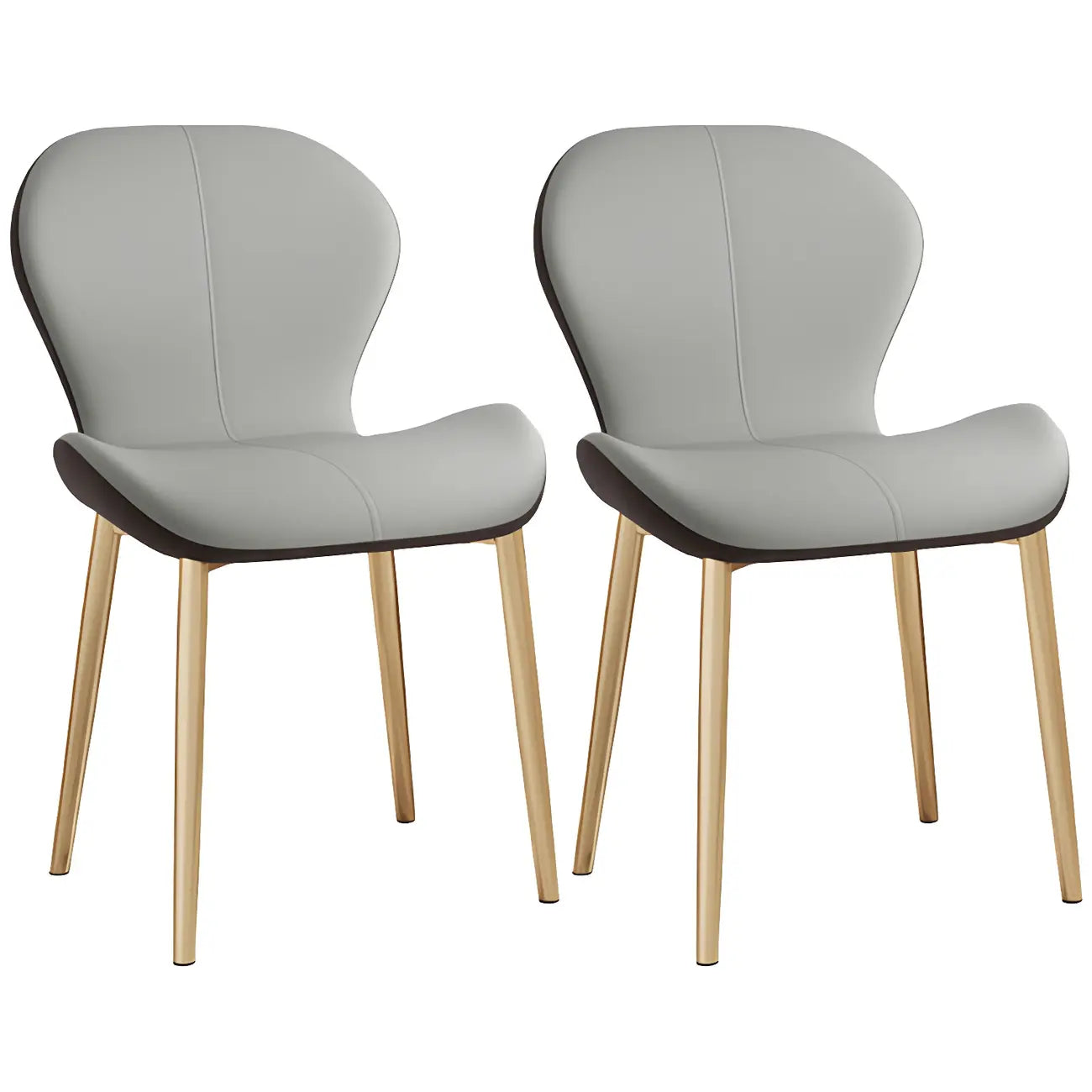 Chaise de salle à manger Art Déco en cuir à dossier incurvé et dossier plein