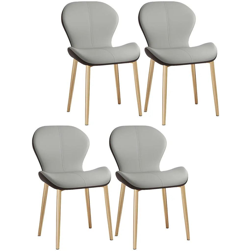 Chaise de salle à manger Art Déco en cuir à dossier incurvé et dossier plein