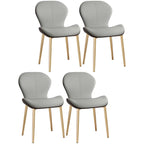 Chaise de salle à manger Art Déco en cuir à dossier incurvé et dossier plein
