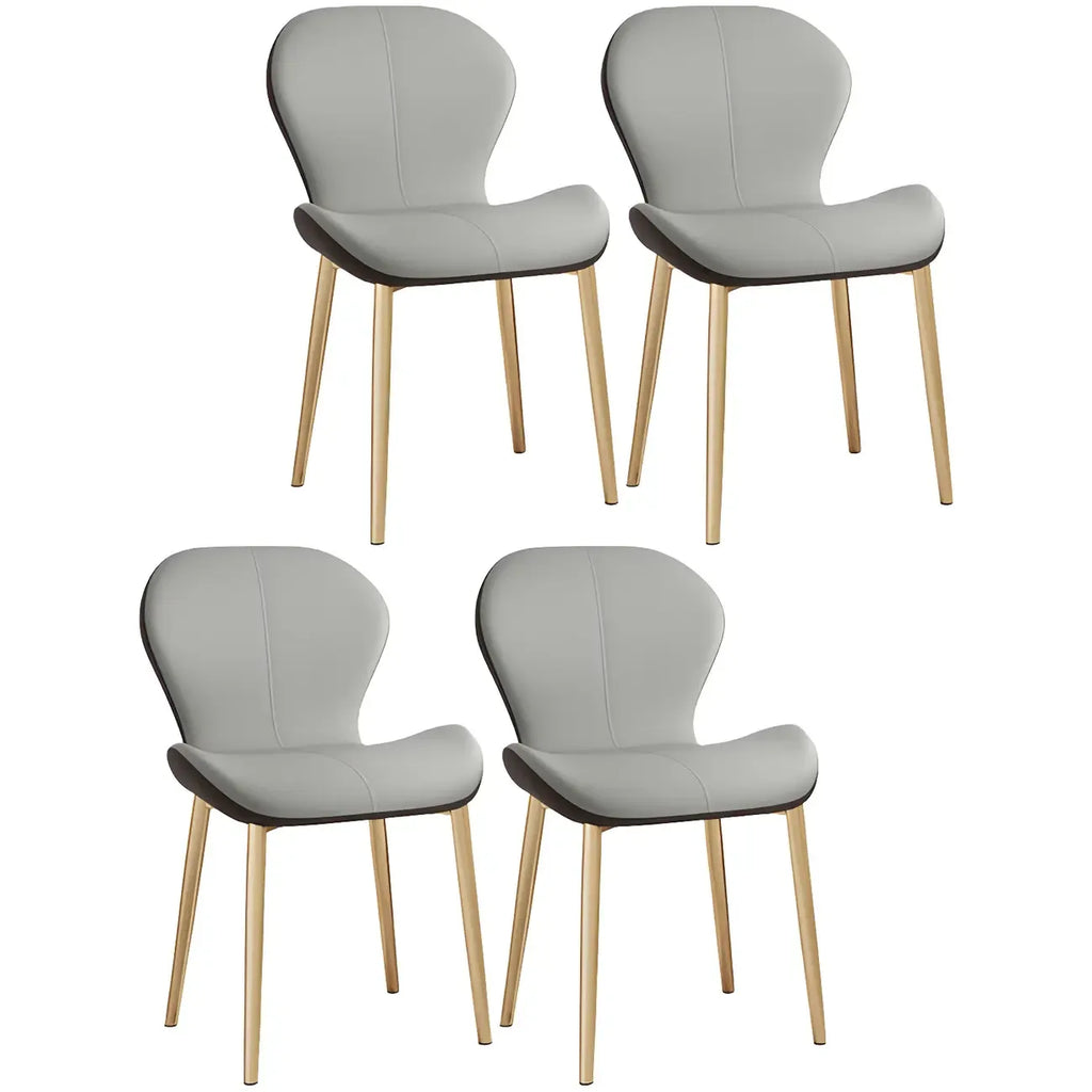 Chaise de salle à manger Art Déco en cuir à dossier incurvé et dossier plein