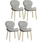 Chaise de salle à manger Art Déco en cuir à dossier incurvé et dossier plein
