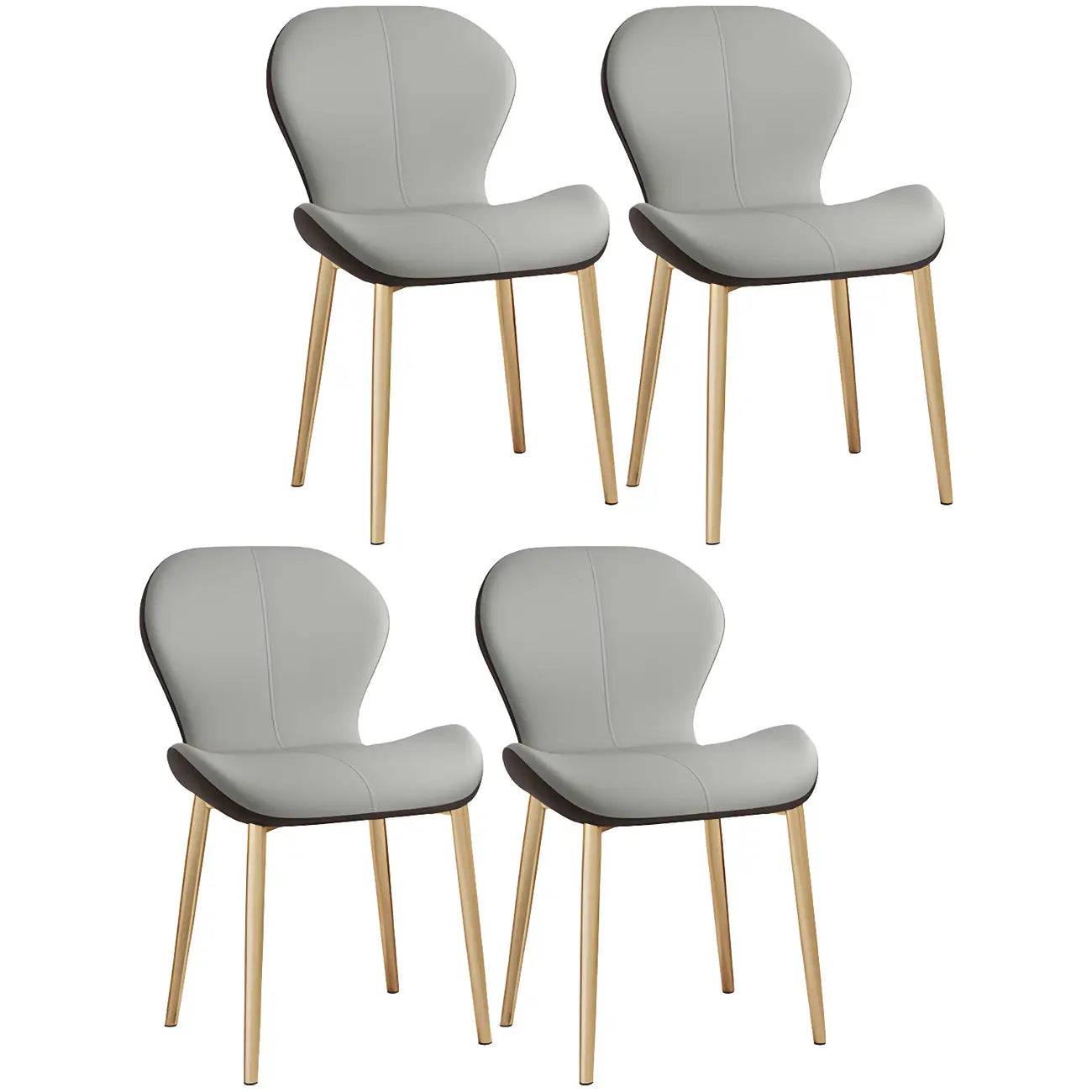 Chaise de salle à manger Art Déco en cuir à dossier incurvé et dossier plein