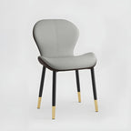 Chaise de salle à manger Art Déco en cuir à dossier incurvé et dossier plein