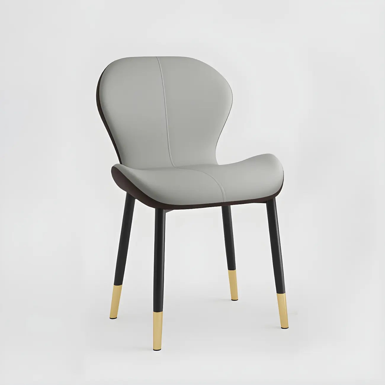 Chaise de salle à manger Art Déco en cuir à dossier incurvé et dossier plein