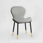 Chaise de salle à manger Art Déco en cuir à dossier incurvé et dossier plein