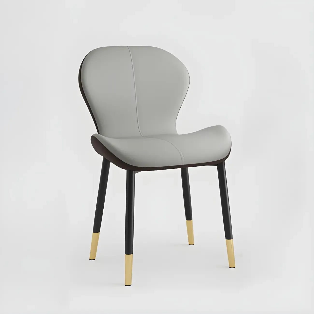 Chaise de salle à manger Art Déco en cuir à dossier incurvé et dossier plein