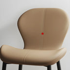 Chaise de salle à manger Art Déco en cuir à dossier incurvé et dossier plein