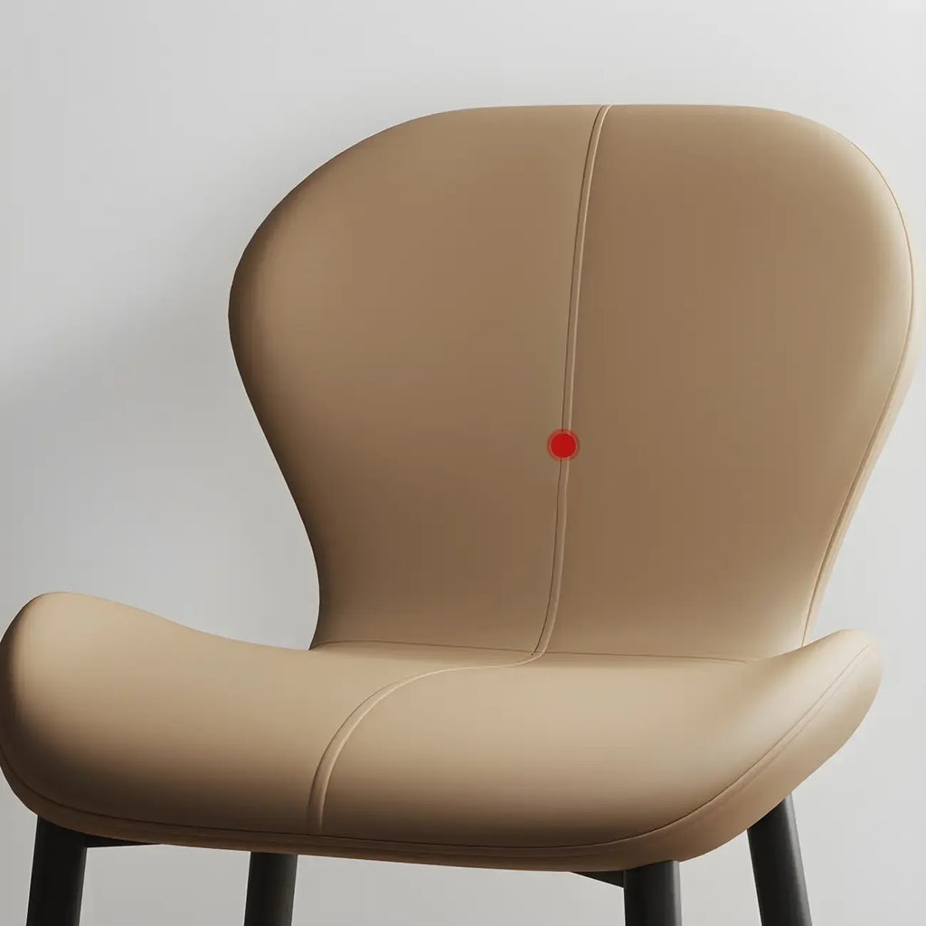 Chaise de salle à manger Art Déco en cuir à dossier incurvé et dossier plein