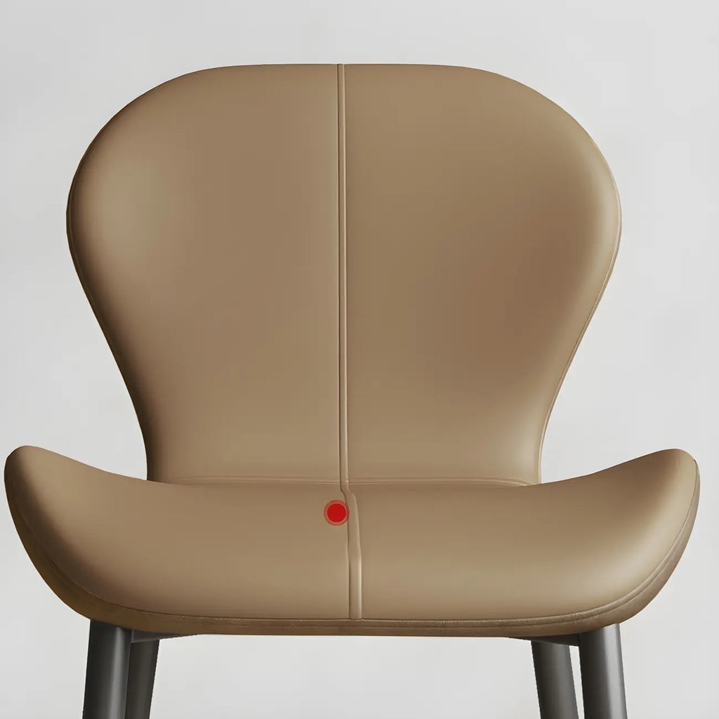 Chaise de salle à manger Art Déco en cuir à dossier incurvé et dossier plein