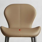 Chaise de salle à manger Art Déco en cuir à dossier incurvé et dossier plein
