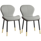 Chaise de salle à manger Art Déco en cuir à dossier incurvé et dossier plein