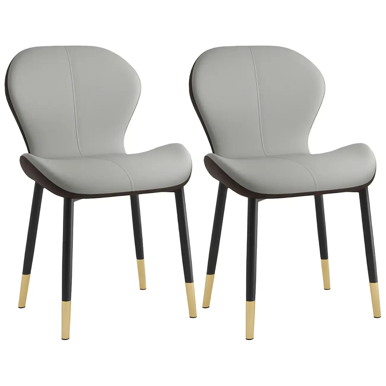 Chaise de salle à manger Art Déco en cuir à dossier incurvé et dossier plein