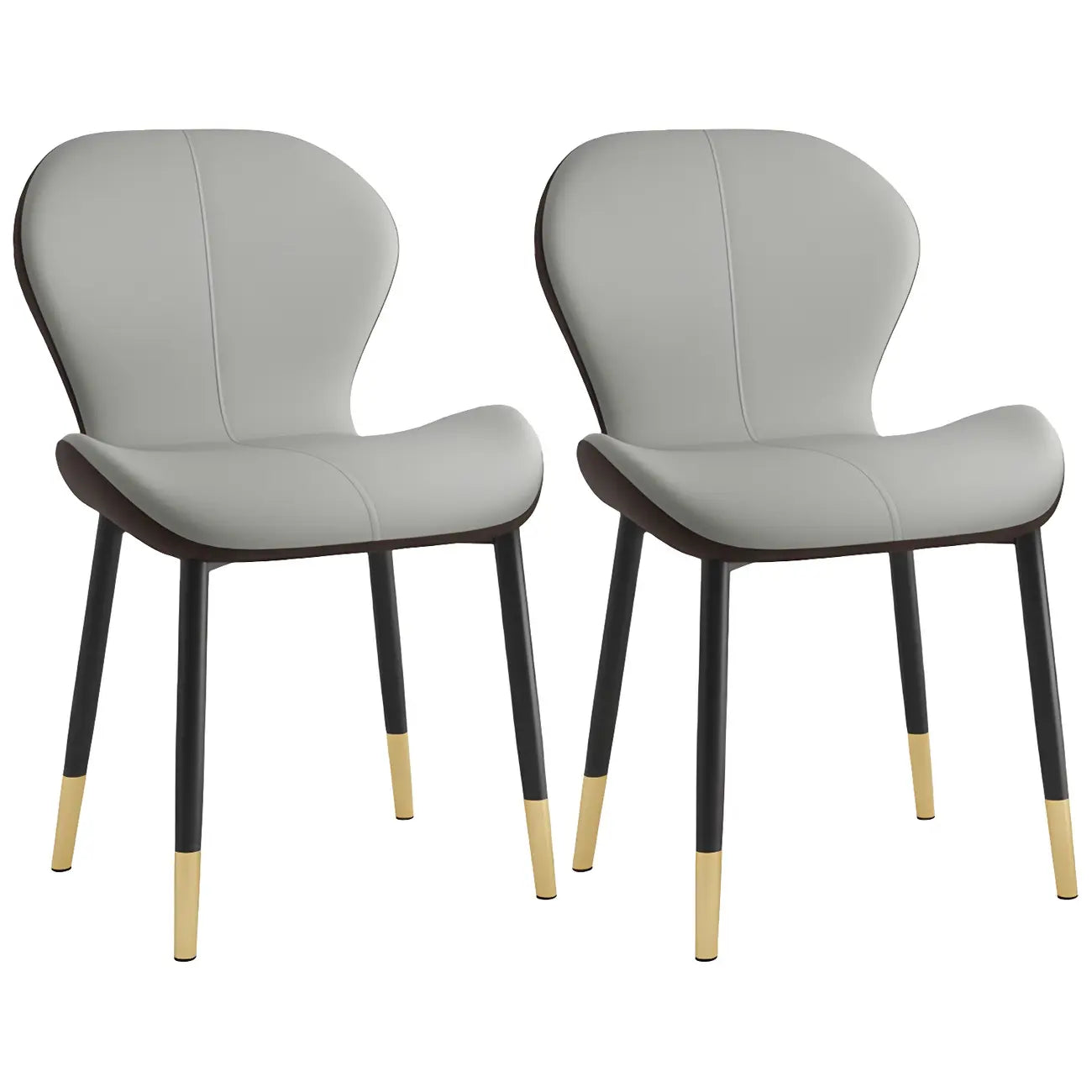 Chaise de salle à manger Art Déco en cuir à dossier incurvé et dossier plein