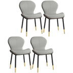 Chaise de salle à manger Art Déco en cuir à dossier incurvé et dossier plein