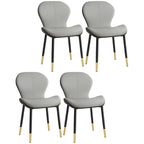 Chaise de salle à manger Art Déco en cuir à dossier incurvé et dossier plein