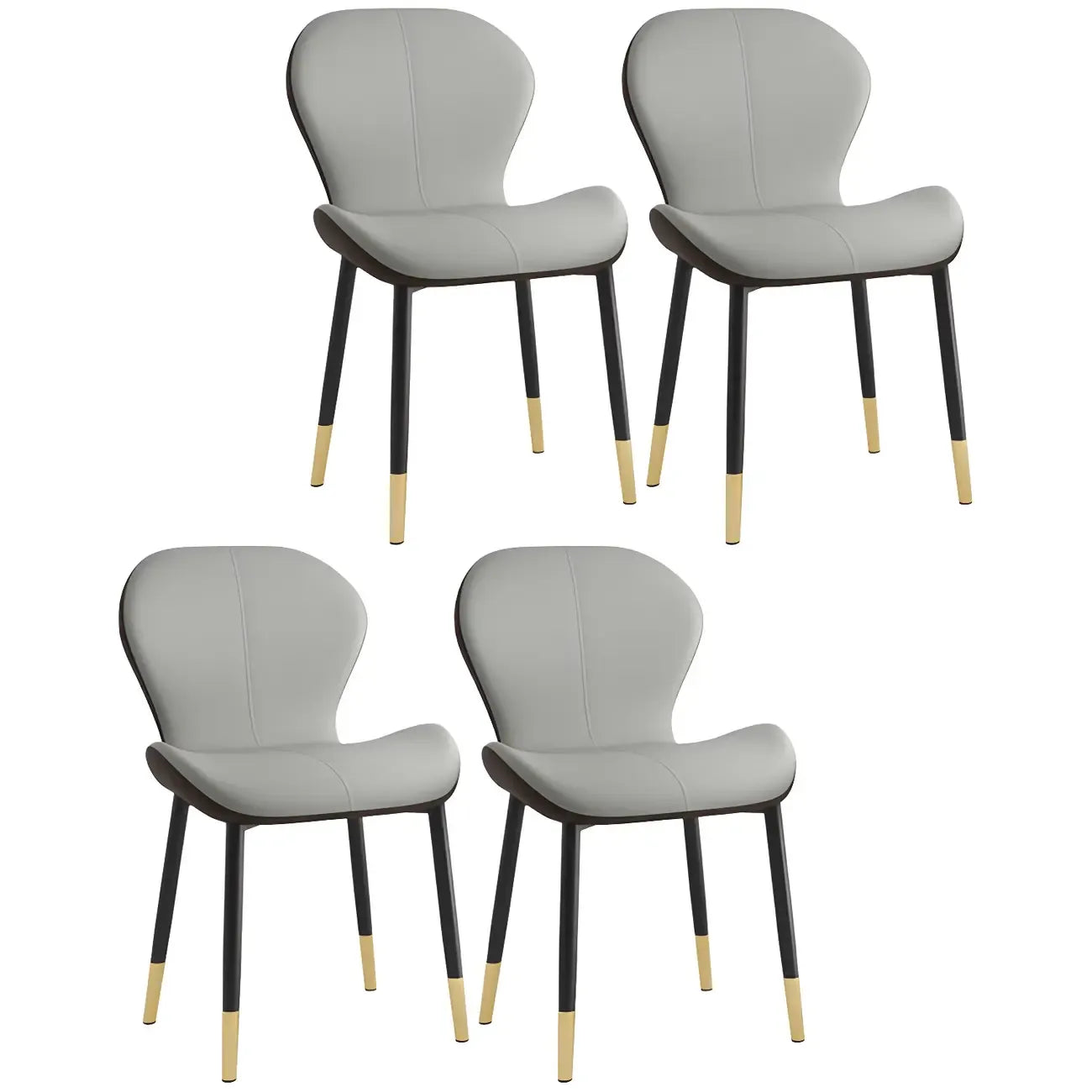 Chaise de salle à manger Art Déco en cuir à dossier incurvé et dossier plein