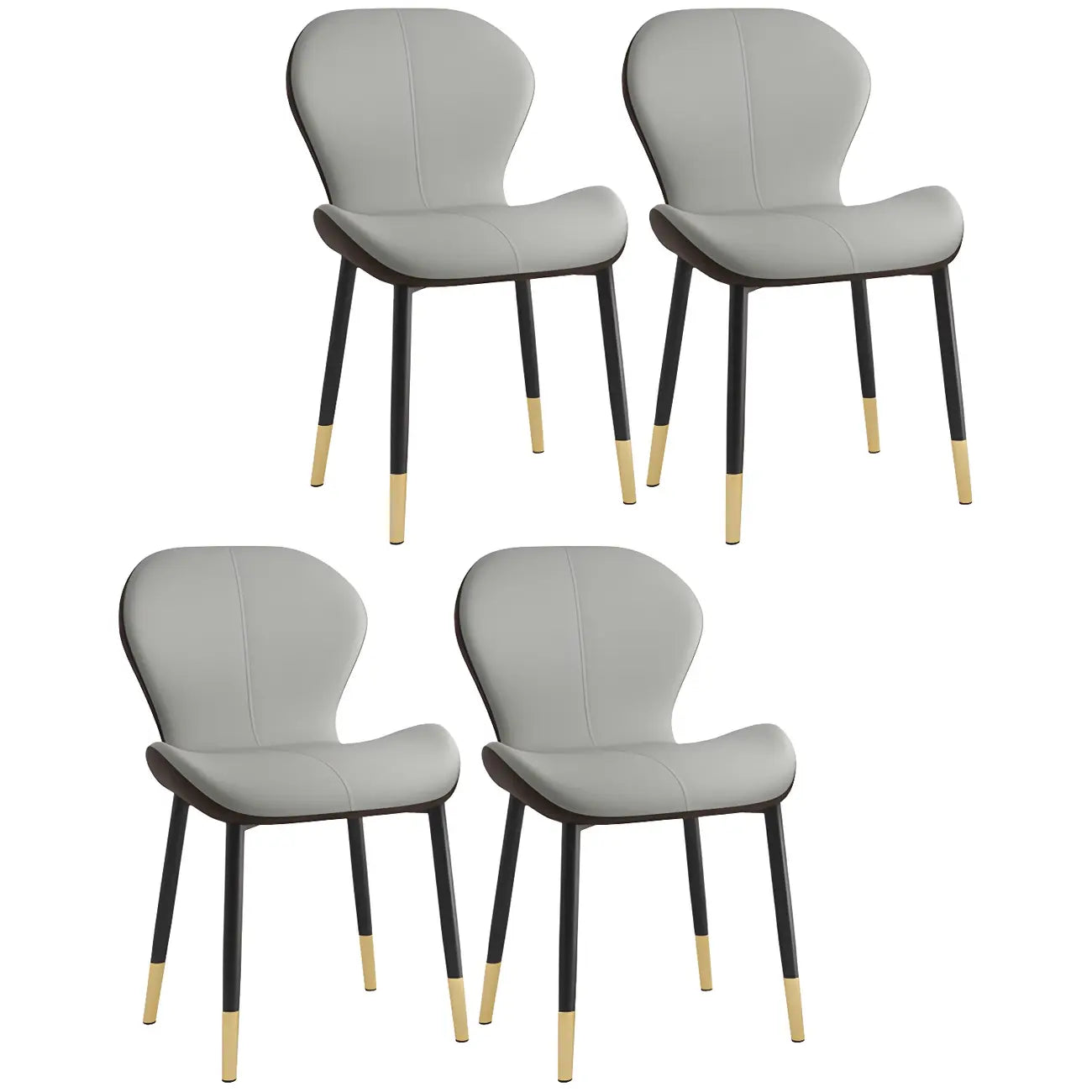 Chaise de salle à manger Art Déco en cuir à dossier incurvé et dossier plein