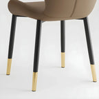 Chaise de salle à manger Art Déco en cuir à dossier incurvé et dossier plein