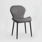 Chaise de salle à manger Art Déco en cuir à dossier incurvé et dossier plein