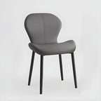 Chaise de salle à manger Art Déco en cuir à dossier incurvé et dossier plein
