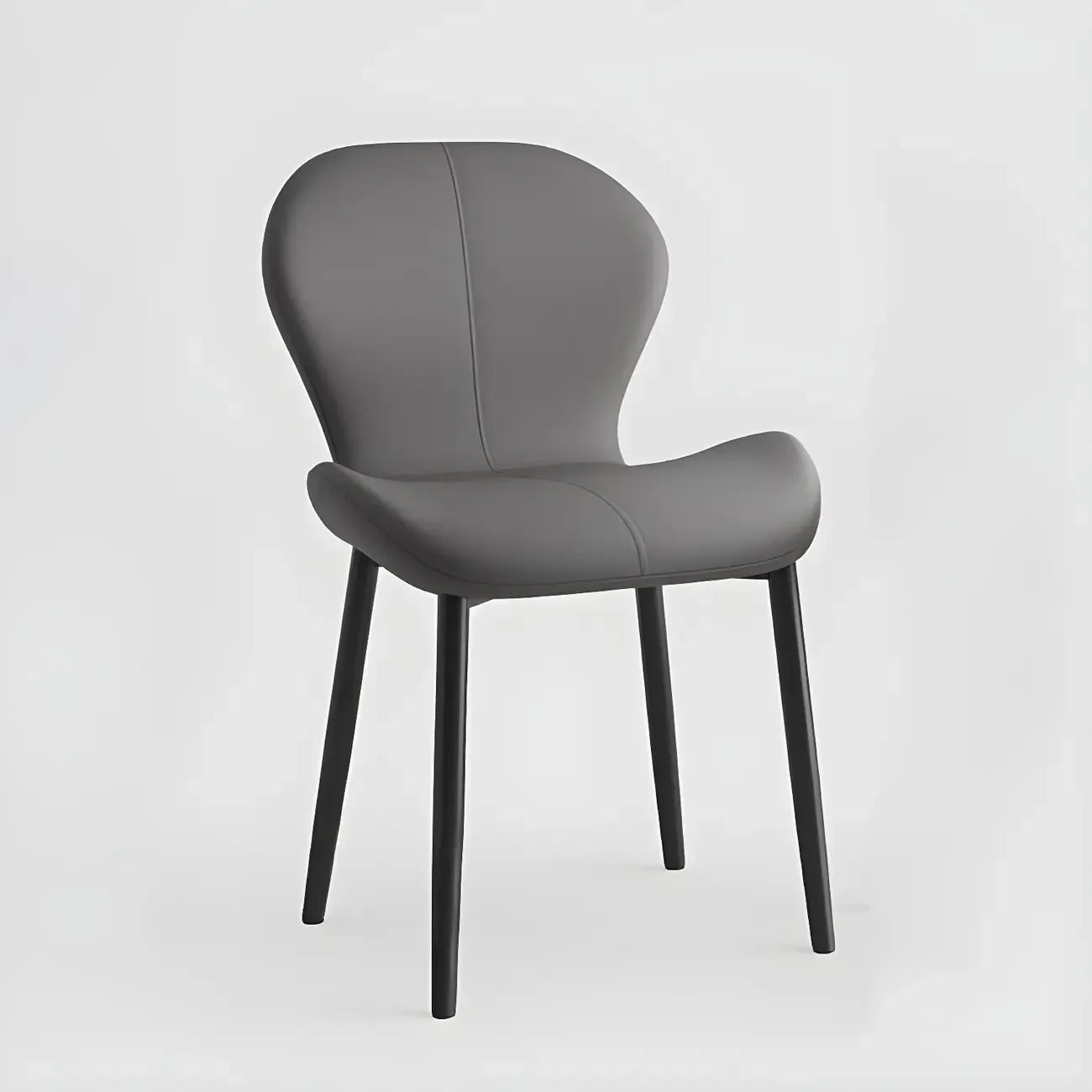 Chaise de salle à manger Art Déco en cuir à dossier incurvé et dossier plein