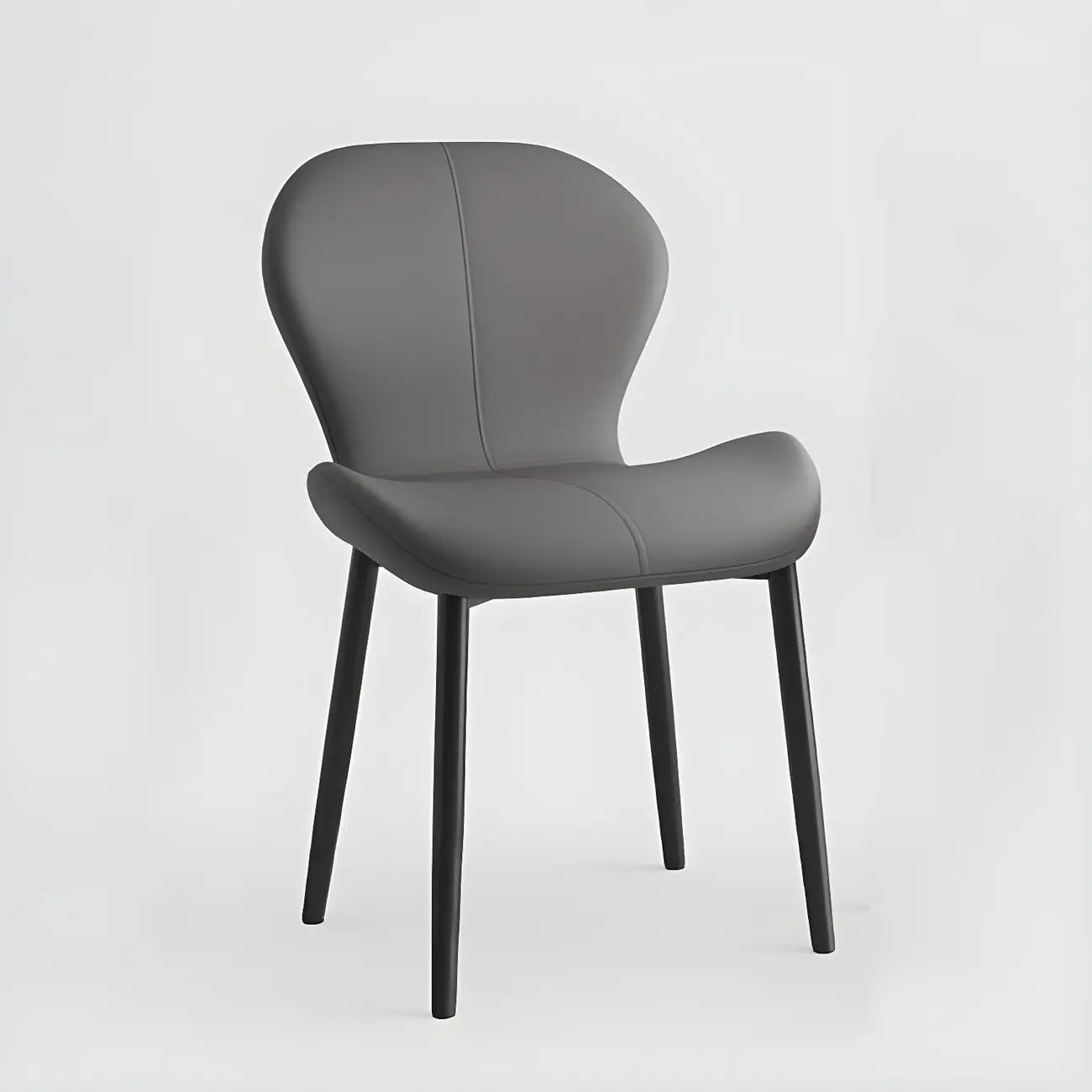 Chaise de salle à manger Art Déco en cuir à dossier incurvé et dossier plein
