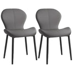 Chaise de salle à manger Art Déco en cuir à dossier incurvé et dossier plein