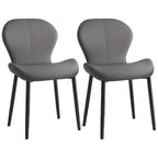 Chaise de salle à manger Art Déco en cuir à dossier incurvé et dossier plein