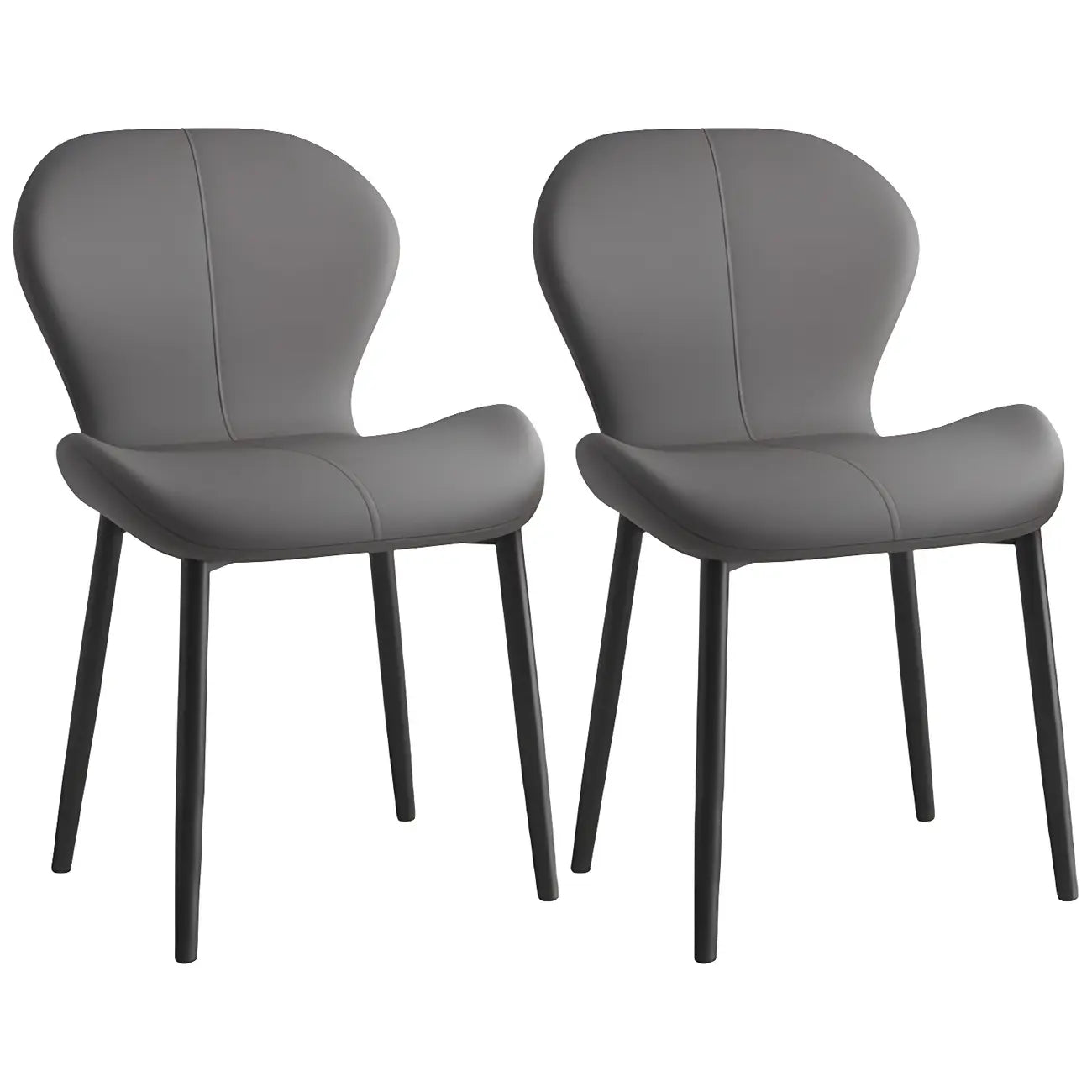 Chaise de salle à manger Art Déco en cuir à dossier incurvé et dossier plein