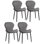 Chaise de salle à manger Art Déco en cuir à dossier incurvé et dossier plein
