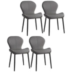 Chaise de salle à manger Art Déco en cuir à dossier incurvé et dossier plein