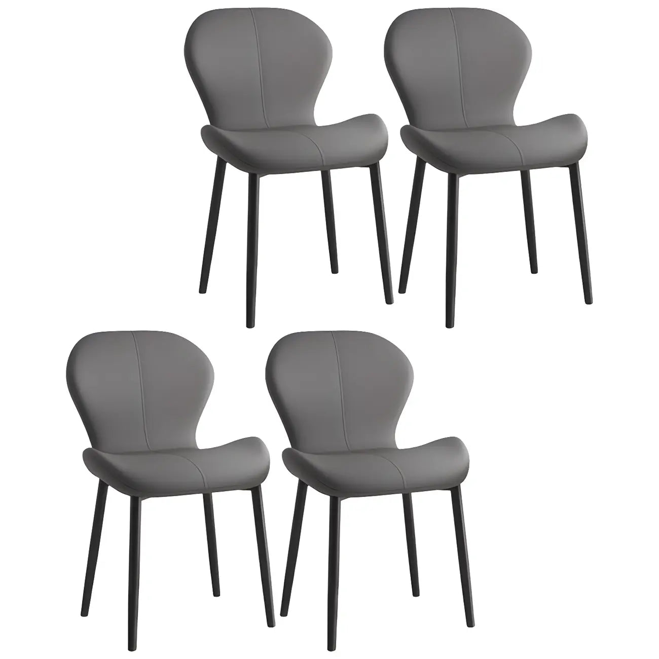 Chaise de salle à manger Art Déco en cuir à dossier incurvé et dossier plein