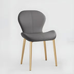 Chaise de salle à manger Art Déco en cuir à dossier incurvé et dossier plein