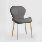 Chaise de salle à manger Art Déco en cuir à dossier incurvé et dossier plein