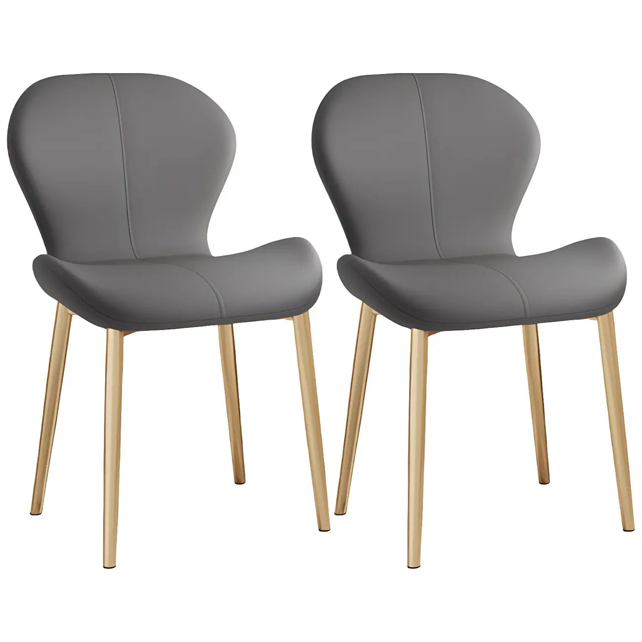 Chaise de salle à manger Art Déco en cuir à dossier incurvé et dossier plein