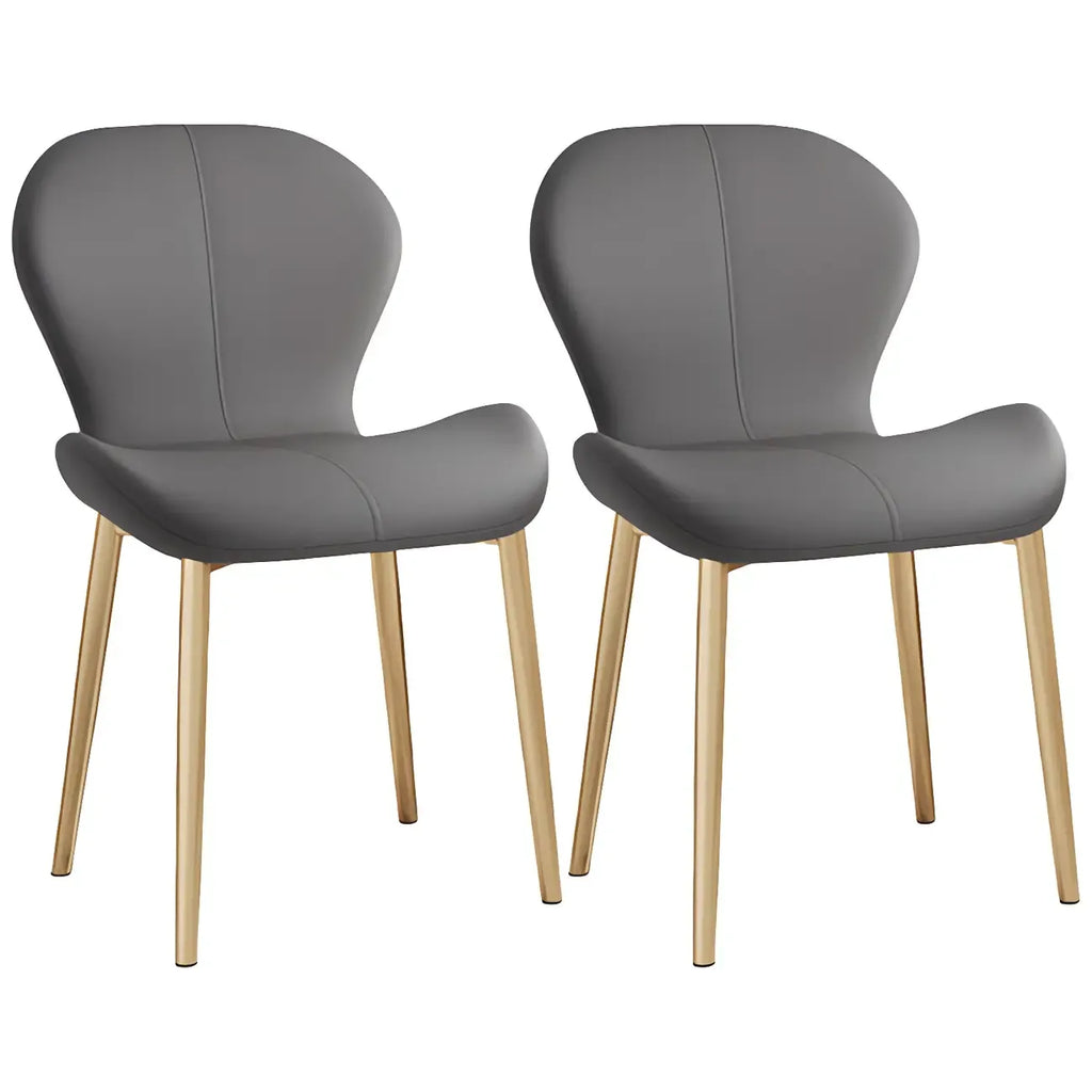 Chaise de salle à manger Art Déco en cuir à dossier incurvé et dossier plein