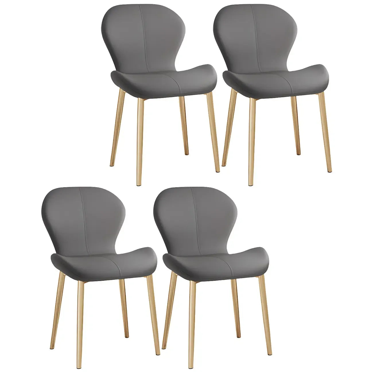 Chaise de salle à manger Art Déco en cuir à dossier incurvé et dossier plein