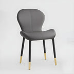 Chaise de salle à manger Art Déco en cuir à dossier incurvé et dossier plein