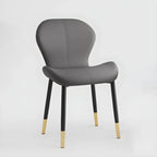 Chaise de salle à manger Art Déco en cuir à dossier incurvé et dossier plein