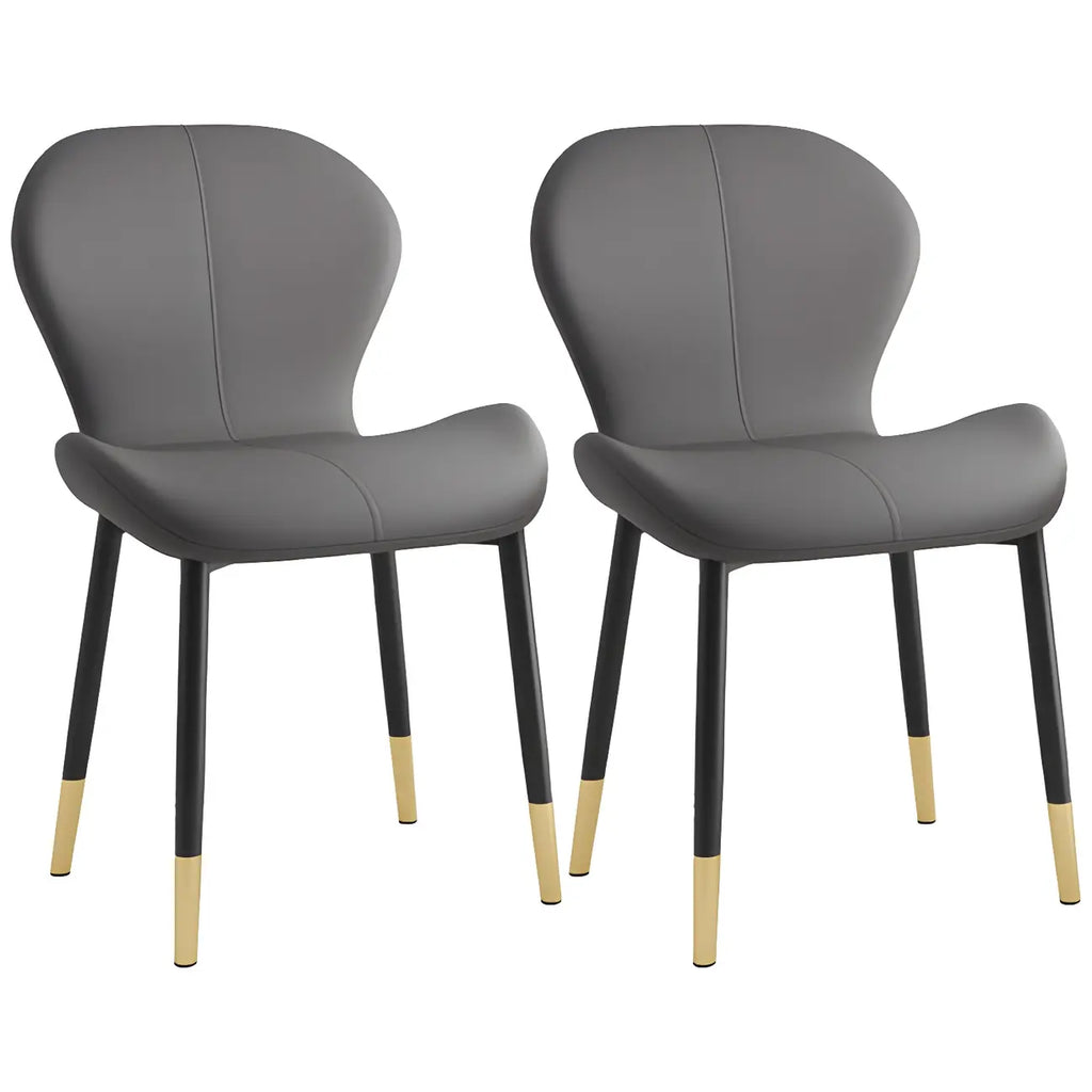 Chaise de salle à manger Art Déco en cuir à dossier incurvé et dossier plein