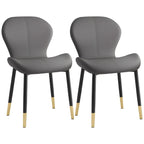Chaise de salle à manger Art Déco en cuir à dossier incurvé et dossier plein