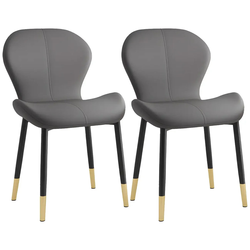 Chaise de salle à manger Art Déco en cuir à dossier incurvé et dossier plein