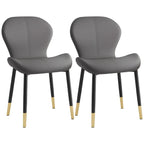 Chaise de salle à manger Art Déco en cuir à dossier incurvé et dossier plein