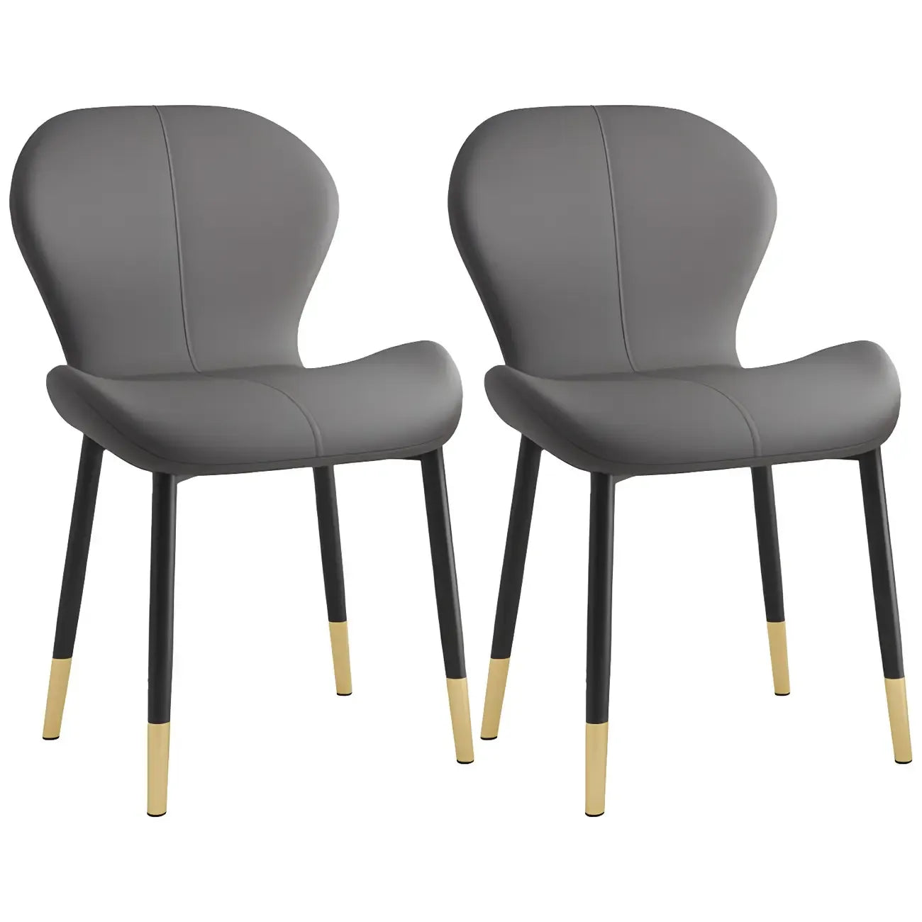 Chaise de salle à manger Art Déco en cuir à dossier incurvé et dossier plein