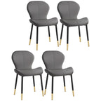 Chaise de salle à manger Art Déco en cuir à dossier incurvé et dossier plein