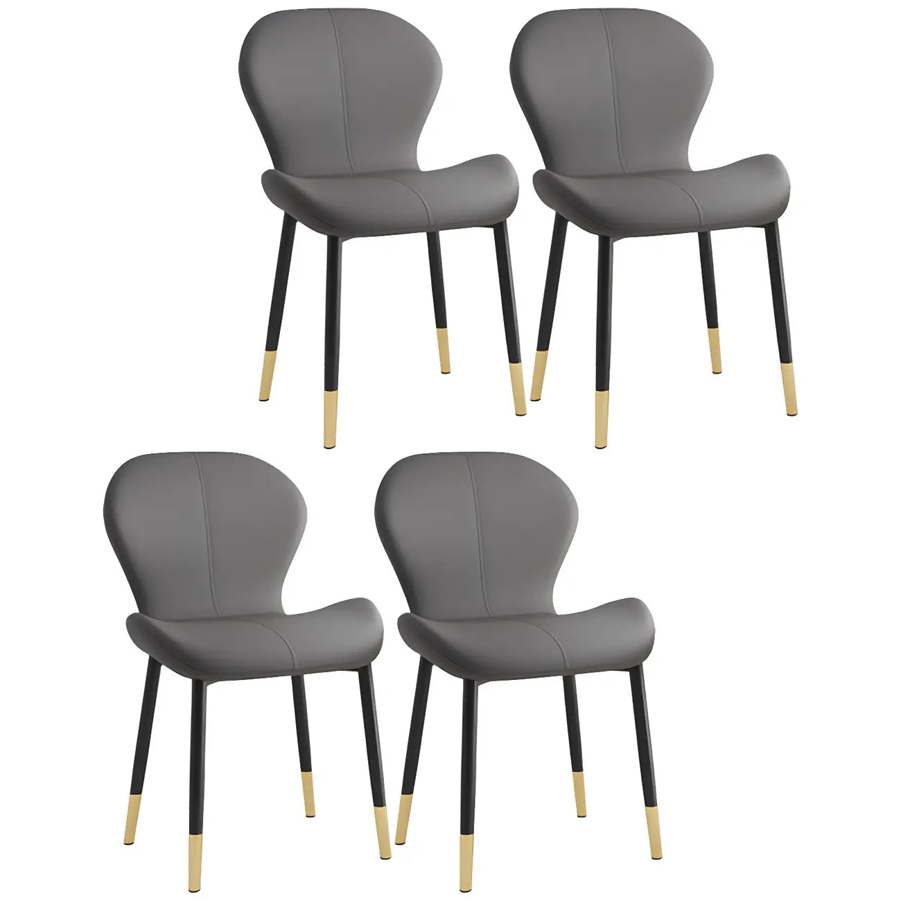 Chaise de salle à manger Art Déco en cuir à dossier incurvé et dossier plein