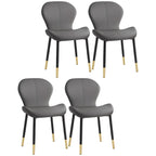 Chaise de salle à manger Art Déco en cuir à dossier incurvé et dossier plein