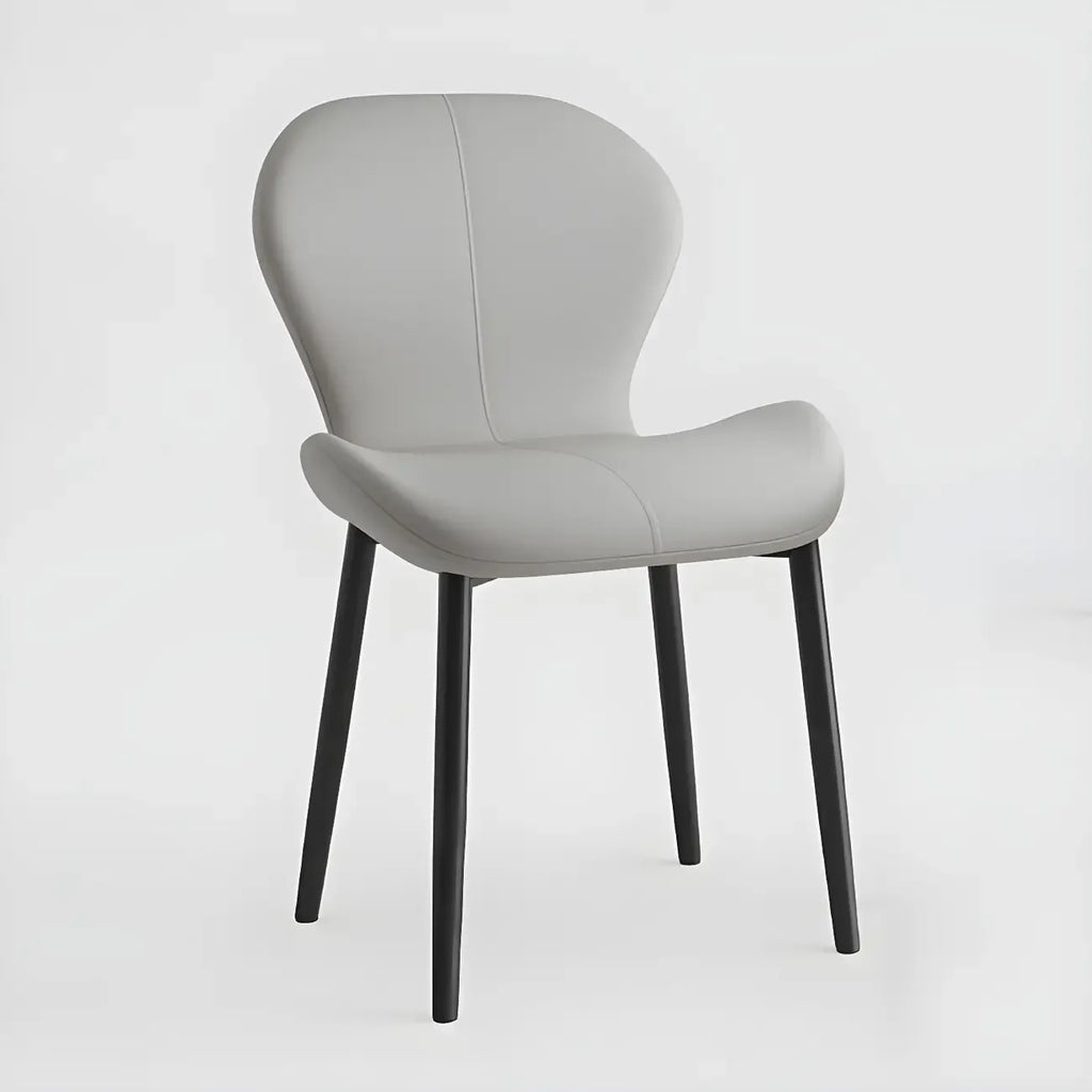 Chaise de salle à manger Art Déco en cuir à dossier incurvé et dossier plein