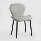 Chaise de salle à manger Art Déco en cuir à dossier incurvé et dossier plein