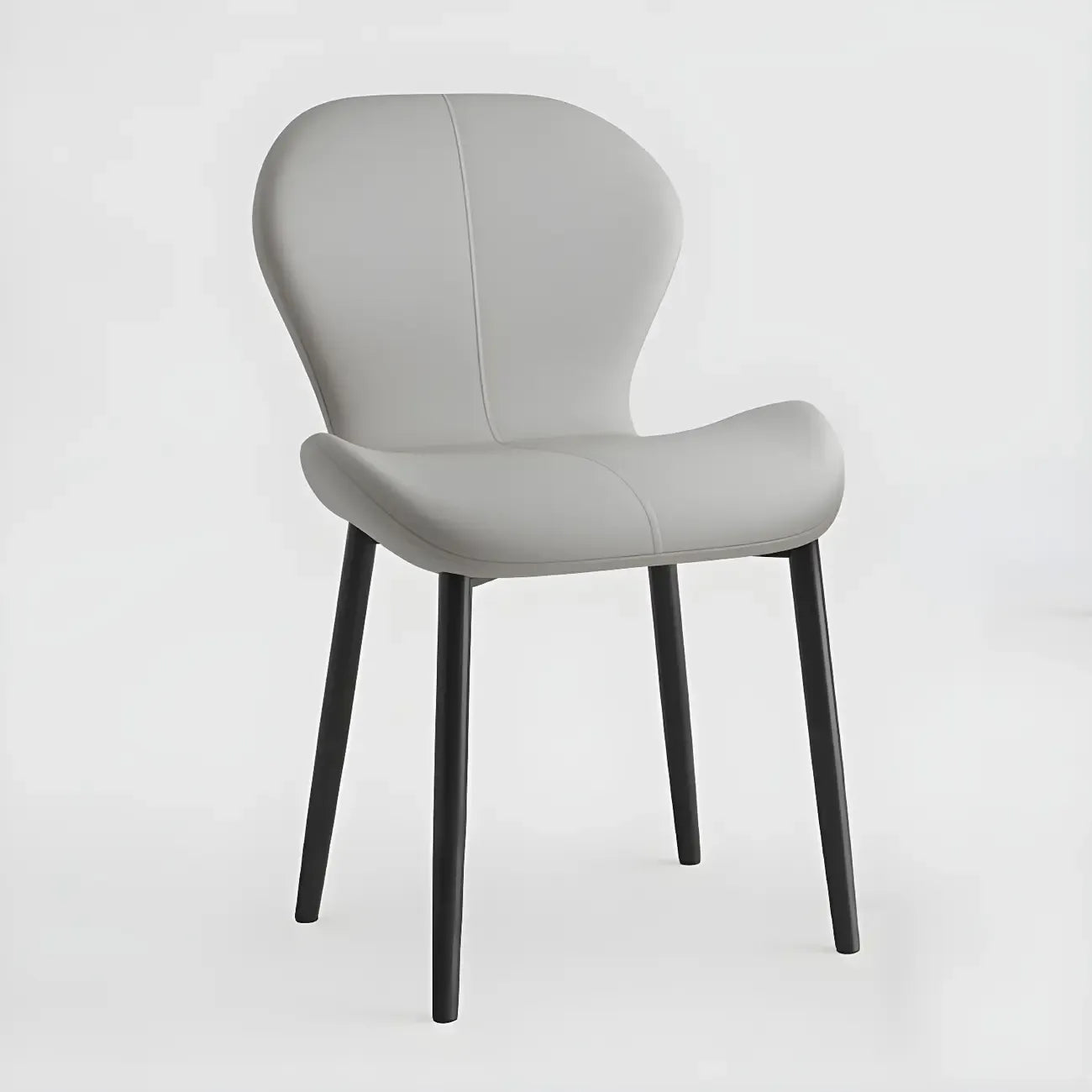 Chaise de salle à manger Art Déco en cuir à dossier incurvé et dossier plein